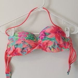 Neon floral bikini top